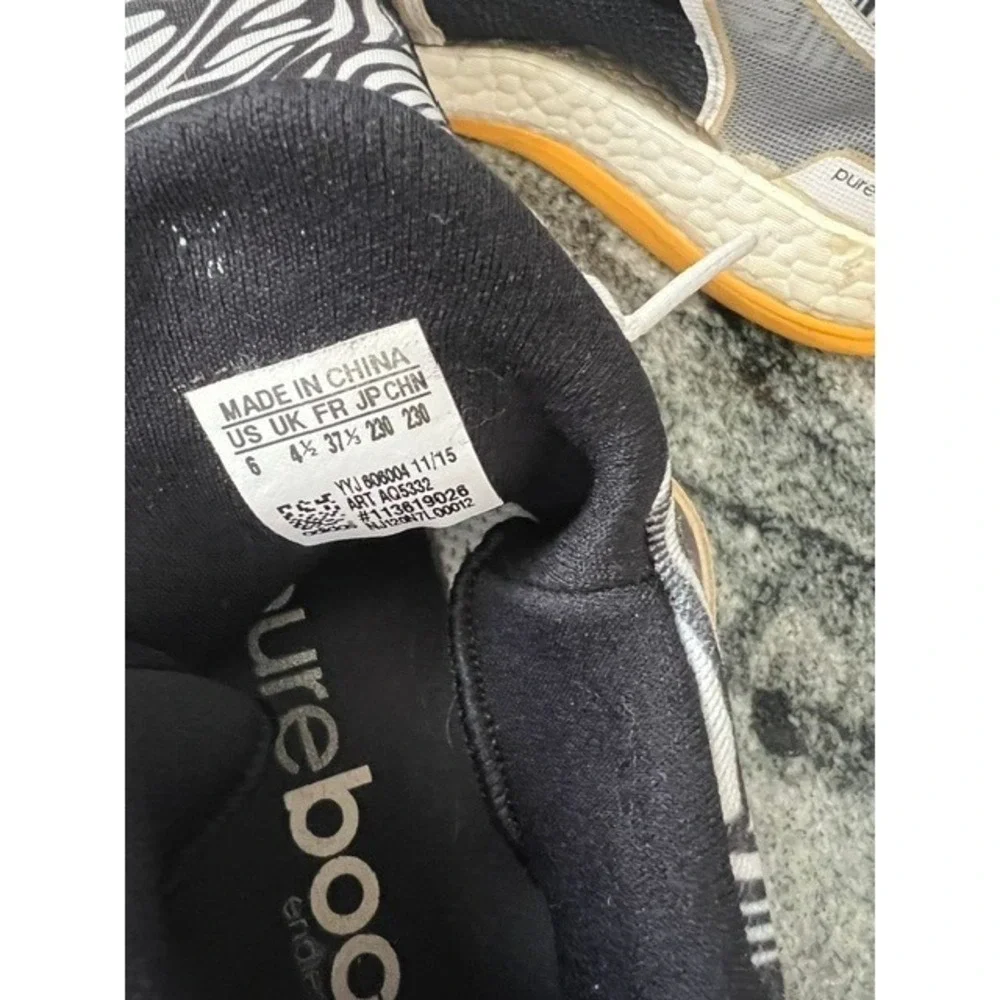 adidas PureBoost X Running Shoes Womens 8 Zebra Print‎ Black Yellow Good BB4969